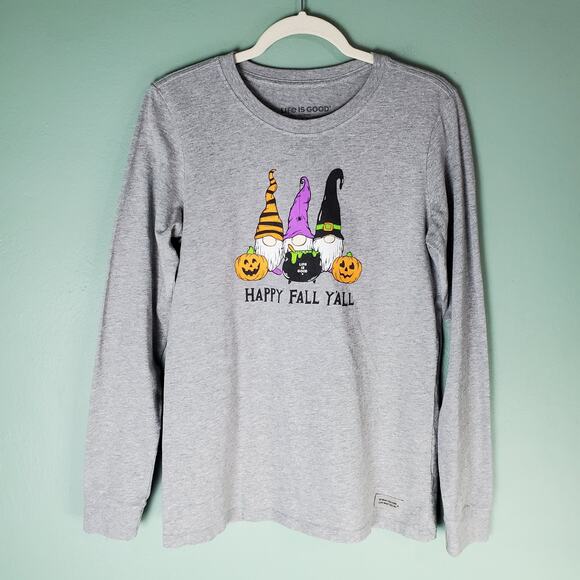 Life Is Good Womens Happy Fall Y'all Gnome Long Sleeve Crusher Tee Size Medium - Picture 1 of 6